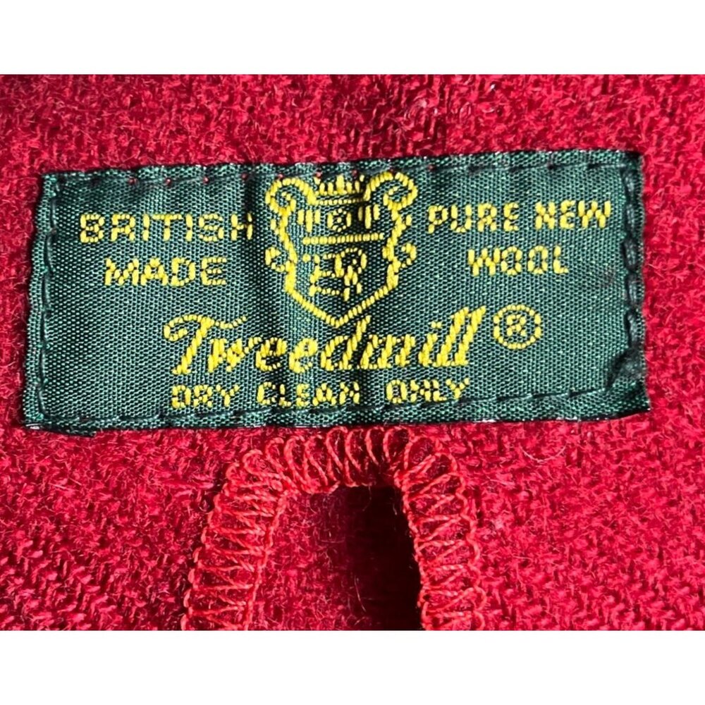 Vintage Cape Tweedmill Wool Blanket Wrap Red Fringe British Unisex Womens - Picture 5 of 10